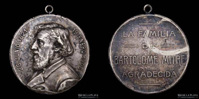 Argentina. Mitre. La Familia de Bartolome Mitre Agradecida 1906. Metal plateado;...