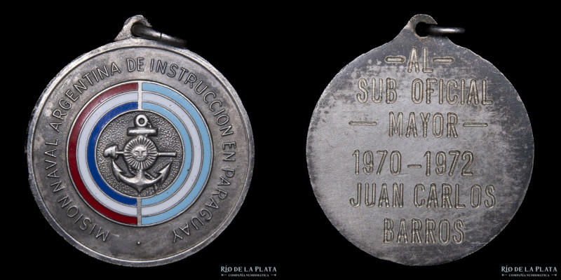 Argentina. 1972. Misión Naval Argentina de Instrucción en Paraguay. Metal blanco...