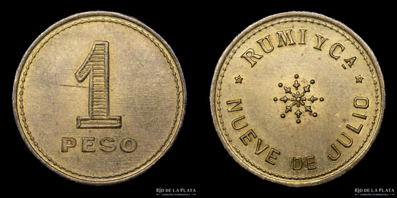 Argentina. Ficha. 1 Peso. La Colorada. 9 de Julio. Bronce; 26mm; 6.66g. (AU)

...