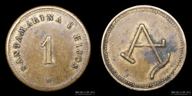 Argentina. Ficha. Valor 1. Santamarina e Hijos. Tandil, Bs As