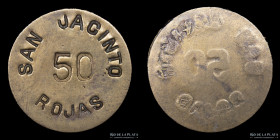 Argentina. Ficha. Valor 50. Saturnino Unzue. San Jacinto. Rojas