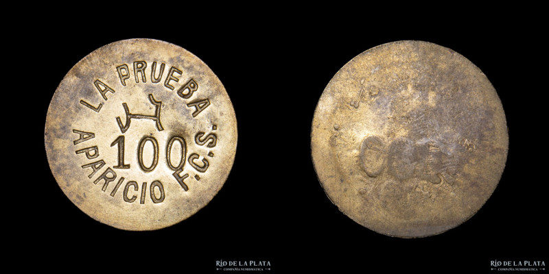 Argentina. Ficha Esquila Valor 100 (Vellones). Estancia La Prueba. Estación Apar...