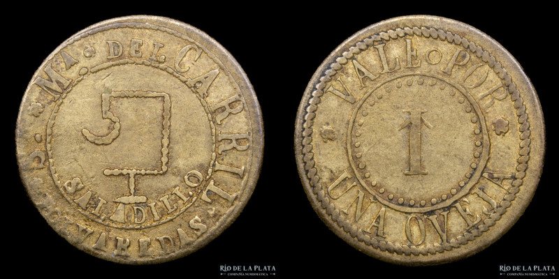 Argentina. Ficha Esquila Valor 1 (Vellón). Estancia Polvaderas de Salvador María...