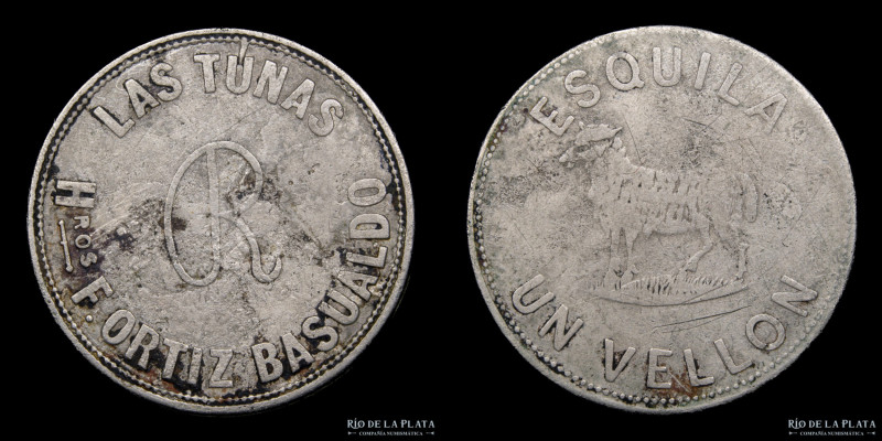 Argentina. Ficha Esquila Valor 1 Vellón. Estancia LasTunas de Herederos de Fermi...