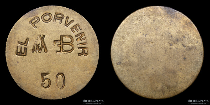 Argentina. Ficha Esquila Valor 50 (Vellones). Estancia El Porvenir de ¿Angel All...