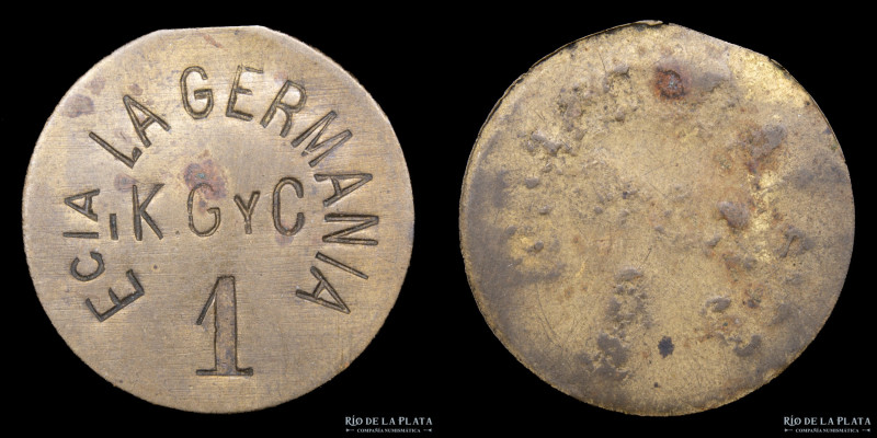 Argentina. Ficha Esquila Valor 1 (Vellón). Estancia La Germania. Partido de Gral...