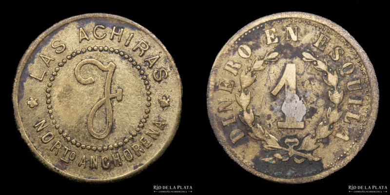 Argentina. Ficha Esquila Valor 1 (Vellón). Estancia Las Achiras de Norberto Anch...
