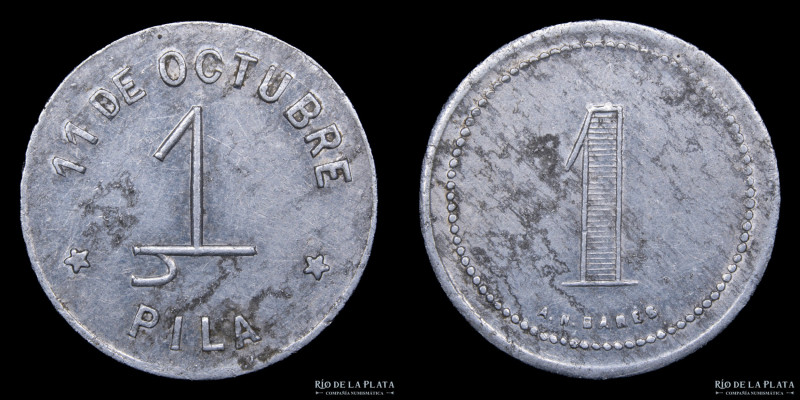Argentina. Ficha Esquila Valor 1 (Vellón). Estancia 11 de Octubre. Partido de Pi...