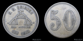 Argentina. Ficha. Esquila. Valor 50 (Vellones). Estancia San Nicolás. San Luis