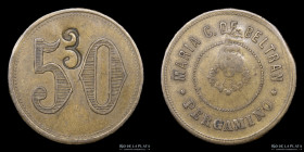Argentina. Ficha. Valor 50. Maria C. de Beltran. Pergamino