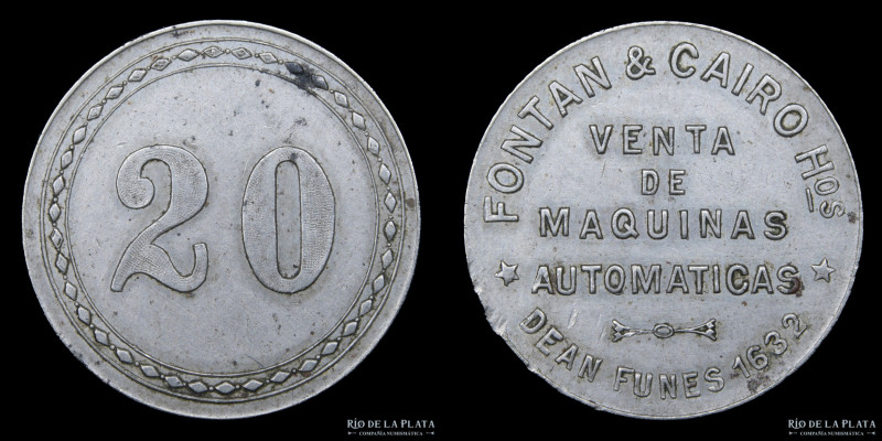 Argentina. Ficha Valor 20 (Centavos) Venta de Máquinas Automáticas. Fontán & Cai...