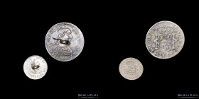 Argentina. Lote x2. Botones 2 Reales y 1/2 Real. Anezin y Cia. Plata