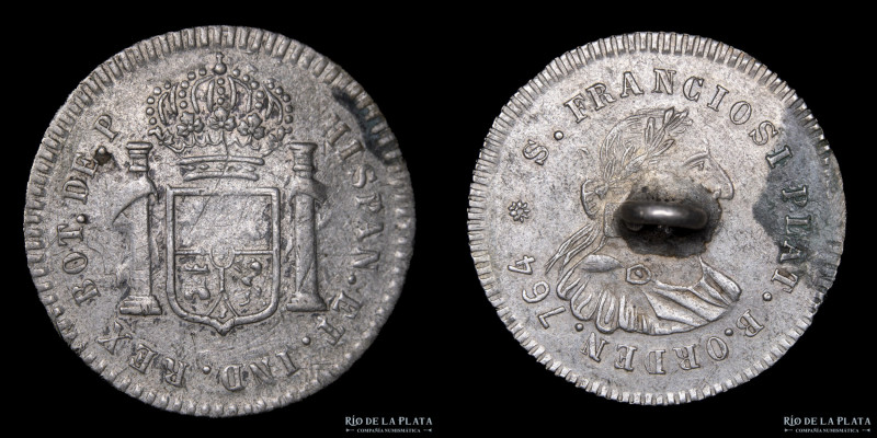 Argentina. Botón. c.1897-1900. 2 Reales. Plata; 28mm; 6.99g. Santiago Franciosi....