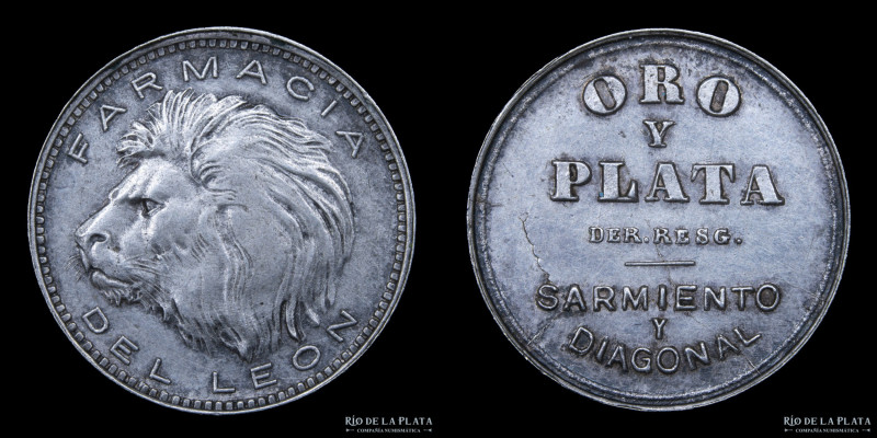 Argentina. Ficha Publicitaria. Farmacia del León. Plata; 18.0mm; 2.04g. Módulo c...