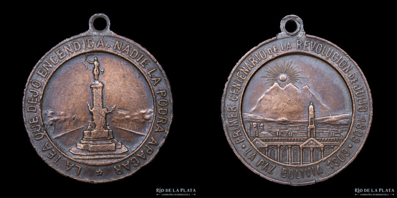 Bolivia. 1909. Primer Centenario de la Revolución de La Paz. julio de 1809. Cobr...