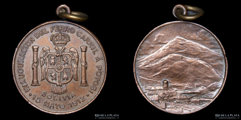 Bolivia. 1912. Inauguración del Ferrocarril a Potosí. Cobre; 30.0mm; 7.72g. No C...