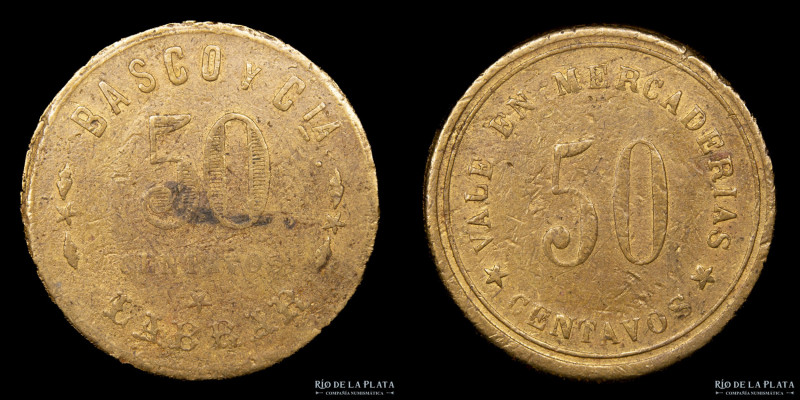 Chile. Ficha. Minera. 50 Centavos. Bronce; 31mm; 9.99g. Basco y Cia. Labrar. Ata...