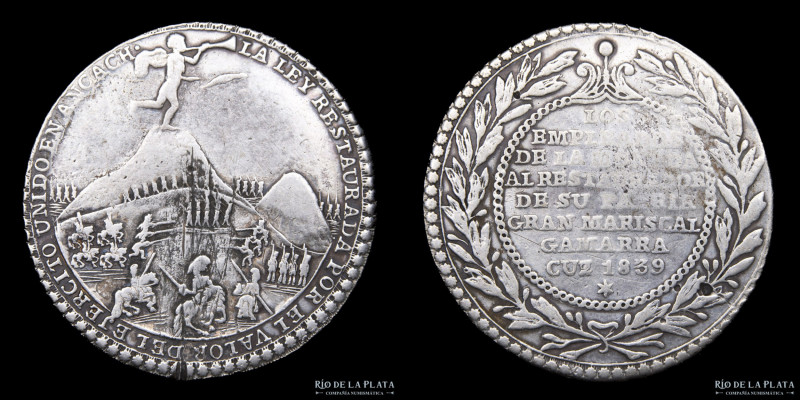Perú. 1839. Medalla de los Empleados de la Casa de Moneda de Cuzco al Gral. Gama...