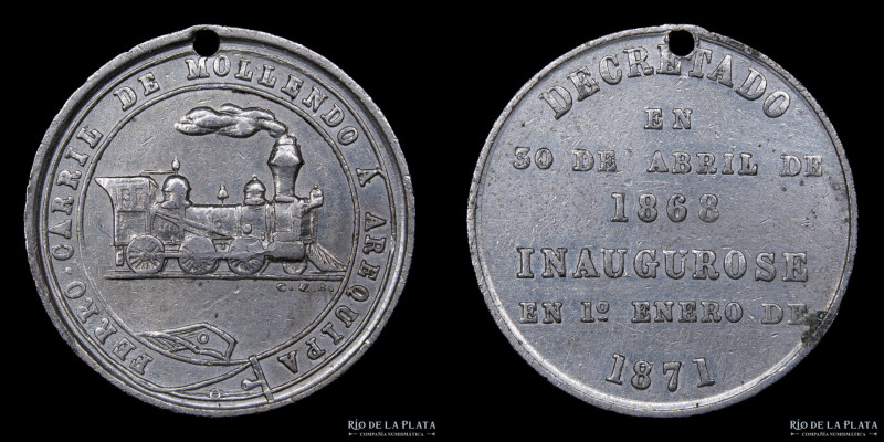 Perú. 1871. Ferrocarril de Mollendo a Arequipa. Decretado 30 de Abril 1868. Inau...