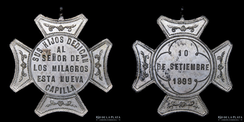 Perú. 1899. Inauguración de Nueva Capilla. Plateado; 37mm; 10.18g. A: 10 DE SETI...