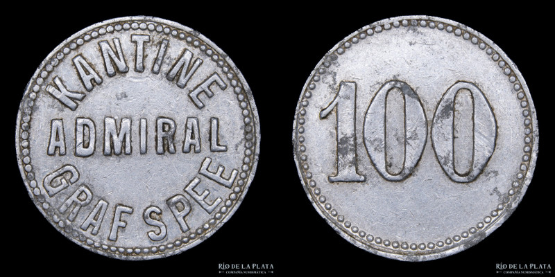 Alemania. Ficha 100 Pfennig. Aluminio; 23mm; 1.15g. Admiral Graf Spee. Kantine. ...