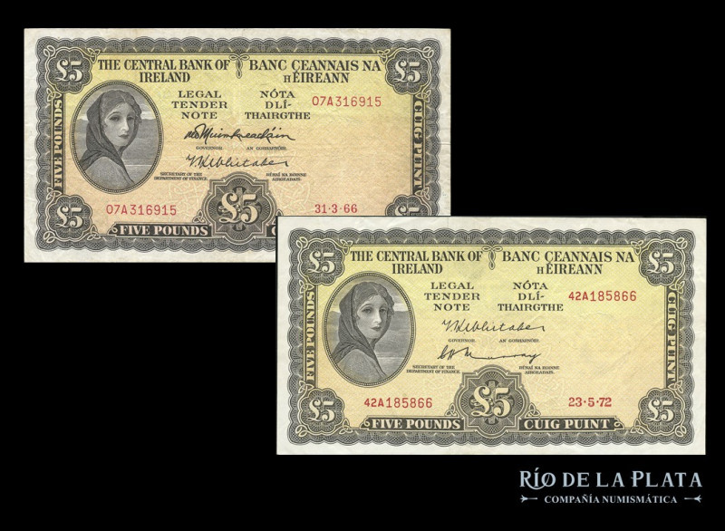 Irlanda. Central Bank. 2 x 5 Pounds 1966. Pick 65a (VF+)

Estimate: USD 100 - ...