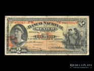 Mexico. Banco Nacional. 2 Pesos 1913. Pick S256a