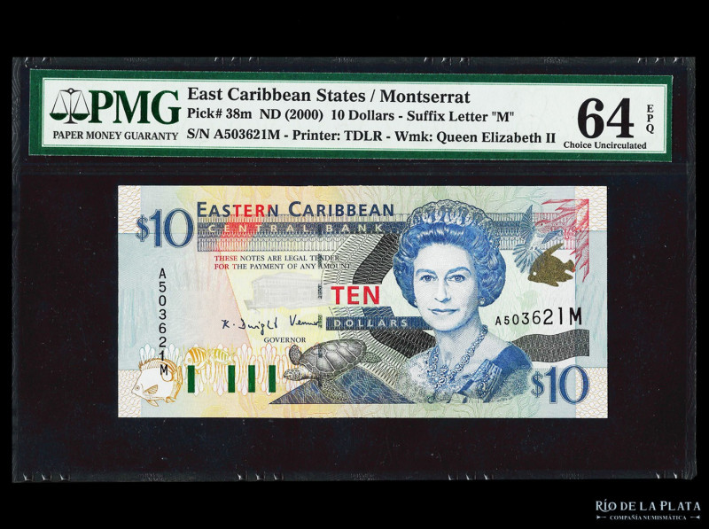 Monserrat (East Caribbean States) Central Bank.10 Dollars ND2000. Impreso en Tdl...