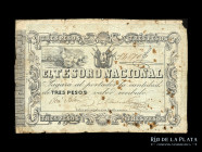 Paraguay. Tesoro Nacional. 3 Pesos ND1860 Pick 13