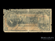 Paraguay. Banco Paraguay y Rio de la Plata. 5 Cinco Pesos 1889. Pick S163