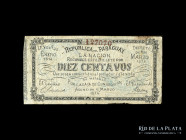 Paraguay. Caja Conversión. 10 Centavos 1874 resello. Pick 48