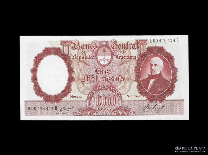 Argentina. BCRA Moneda Nacional - San Martín viejo. 10.000 Pesos 1967-69 Reposic...