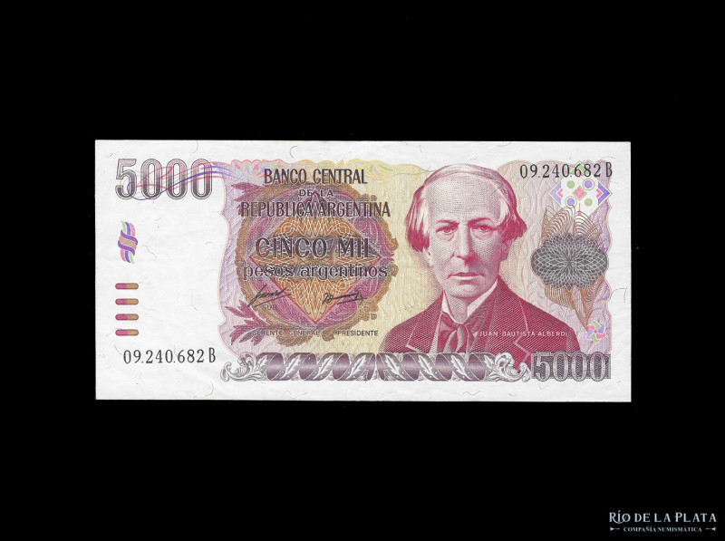 Argentina. Pesos Argentinos. 5.000 Pesos 1985. Firma: Alonso - Concepción. Esta ...