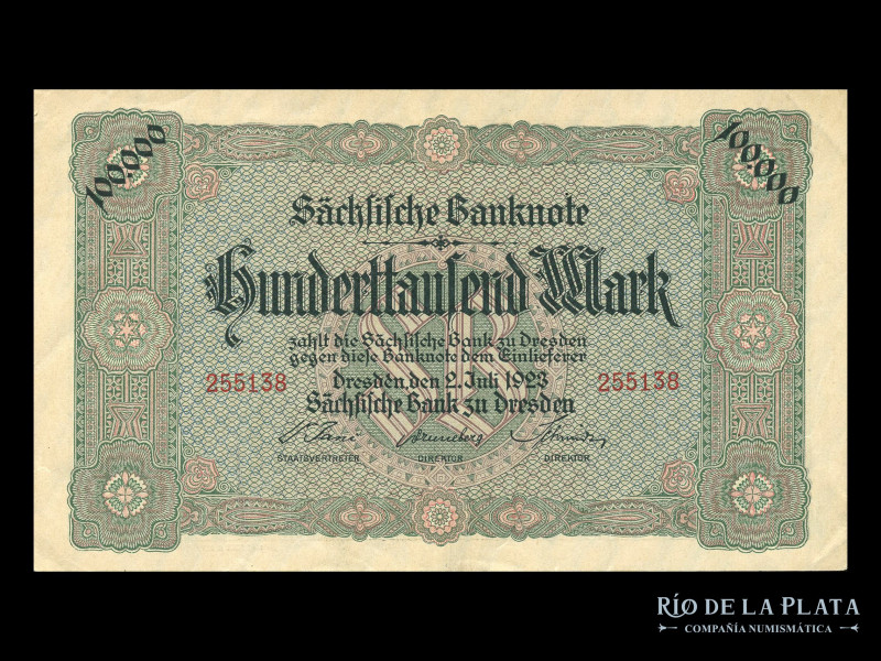 Alemania. Sachsische Bank. 100.000 Mark 1923. Pick S960 (XF)

Estimate: USD 15...