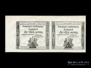 Francia. 2 x 10 Sous (Assignat) 1792. Pick A64a