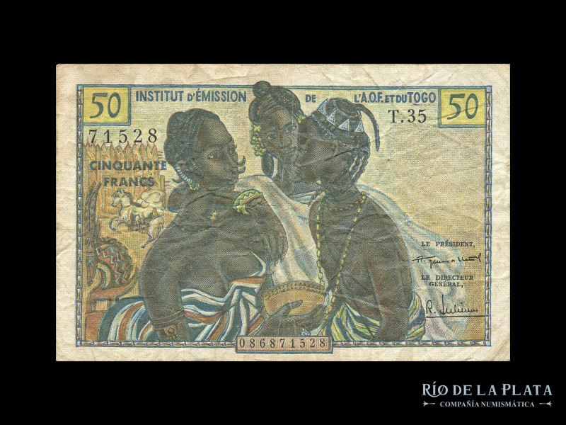 French West Africa (Togo) 50 Francs ND1956. Pick 45 (F)

Estimate: USD 15 - 30