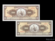 Peru. 2 x 500 Soles 1963. Pick 87a