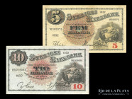 Suecia. 5 y 10 Kronor 1932. Pick 330 y 340