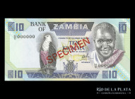 Zambia. Specimen 10 Kwacha ND1980. Pick 26ds