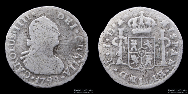 Santiago. Carlos IV (1789-1808) 1 Real 1798 DA. Plata 896; 16.0mm; 1.50g. Cantid...
