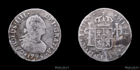 Santiago. Carlos IV. 1/2 Real 1795 DA. Ceca Invertida. KM57