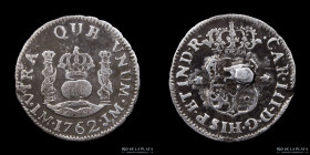 Lima. Carlos III. 1/2 Real 1762 JM. Columnaria. KM60