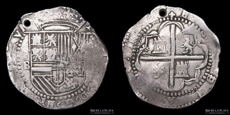 Potosí. Felipe II (1574-1598) 8 Reales ND 1576-1579 B (1º Período de Juan de Bal...