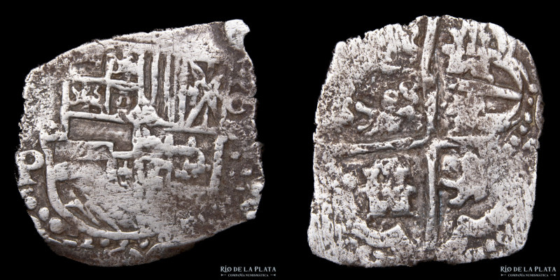 Potosí. Felipe IV (1621-1665) 4 Reales 1622-1629 P (Luis de Peralta). Macuquina....