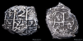 Potosi. Felipe V. 2 Reales 1744 q. Macuquina. CJ 45.17.2