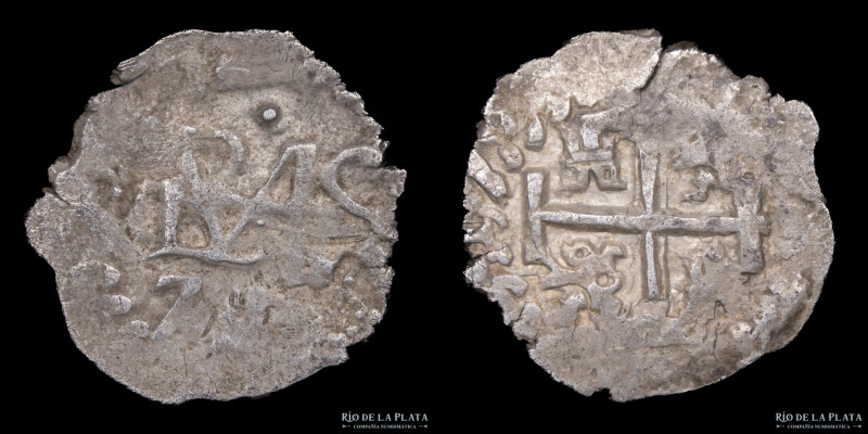 Potosi. Felipe V (1701-1724) 1/2 Real 1705. Plata 930; 17mm; 1.61g. CJ 37.5 (F+)...