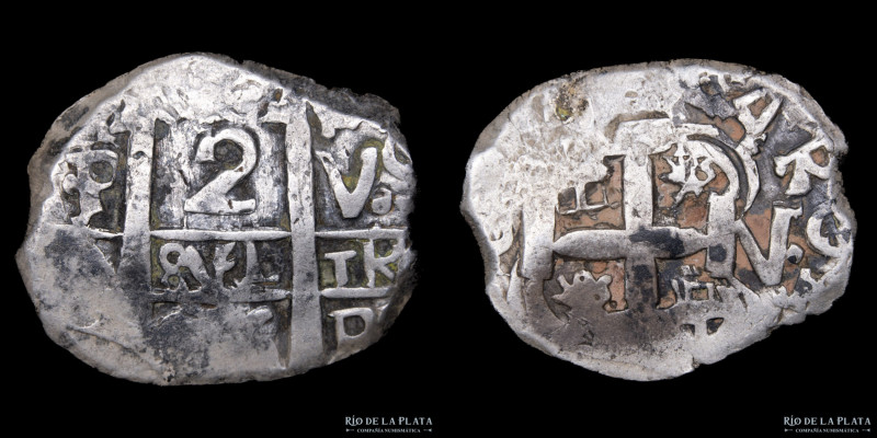 Potosí. Carlos III (1759-1788) 2 Reales 1766 VY (José Vargas y Flor, Raymundo de...
