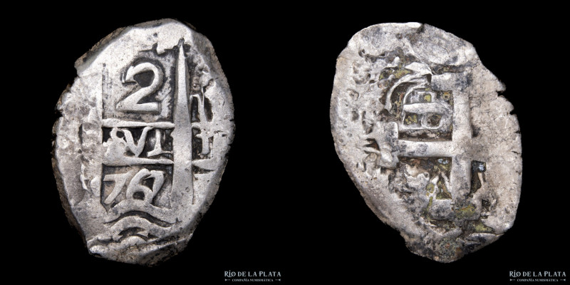 Potosí. Carlos III (1759-1788) 2 Reales 1767 VY (José Vargas y Flor, Raymundo de...