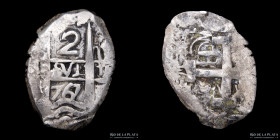 Potosi. Carlos III. 2 Reales 1767 VY. Macuquina. CJ 55.8