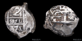 Potosi. Carlos III. 2 Reales 1771 VY. Macuquina. CJ 55.12.2